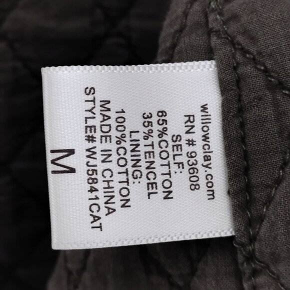 Willow & Clay Military Quilted Jacket Size Medium Green Beaded Arm Patches - Picture 8 of 9